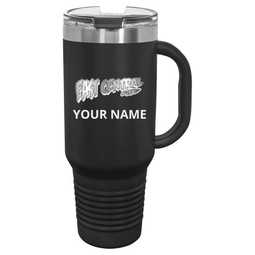 East Central Elite Softball Logo Engraved on a Polar Camel - 40 oz. Travel Mug with Handle, Straw Included Thumbnail